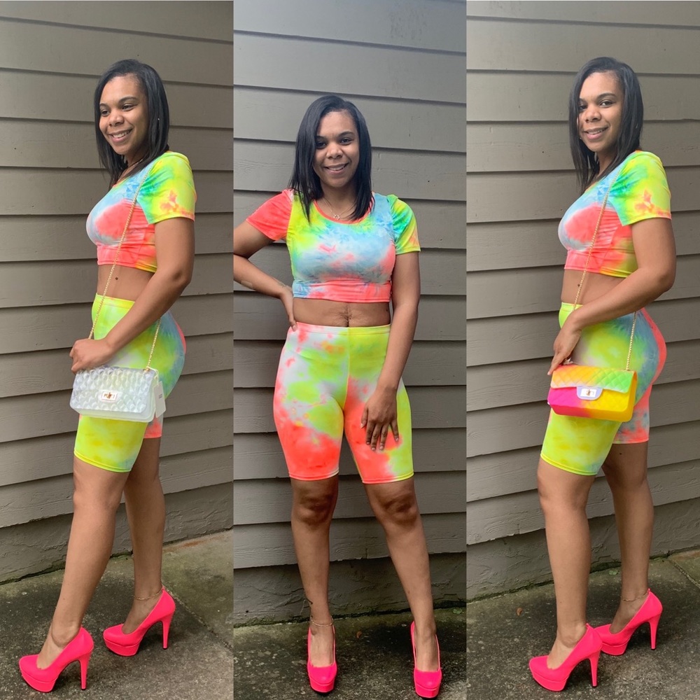 Tye Dye Crop Top Two Piece Set - Picture 1 of 1